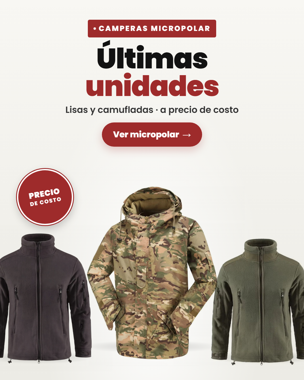 Camperas micropolar, últimas unidades a precio de costo (celular)